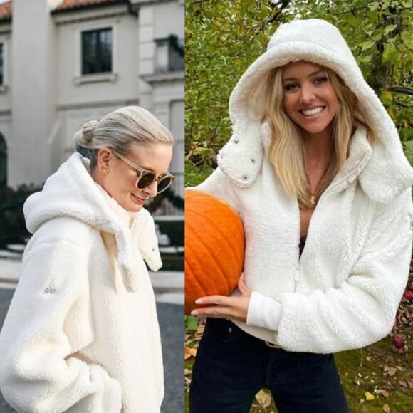 Alo Yoga Foxy Sherpa Ivory Hooded Fleece Jacket Size XS - Picture 12 of 13